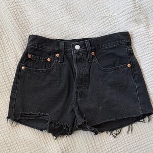 Levi 501 High-Rise Black Denim Shorts